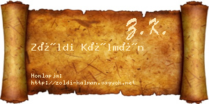 Zöldi Kálmán névjegykártya